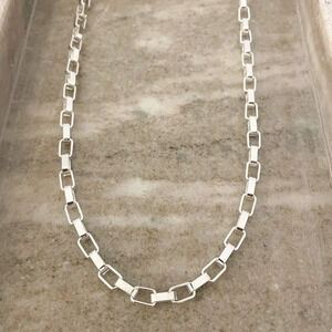 925 Sterling Silver Box Chain Link Necklace Statement Necklace 19 Inches